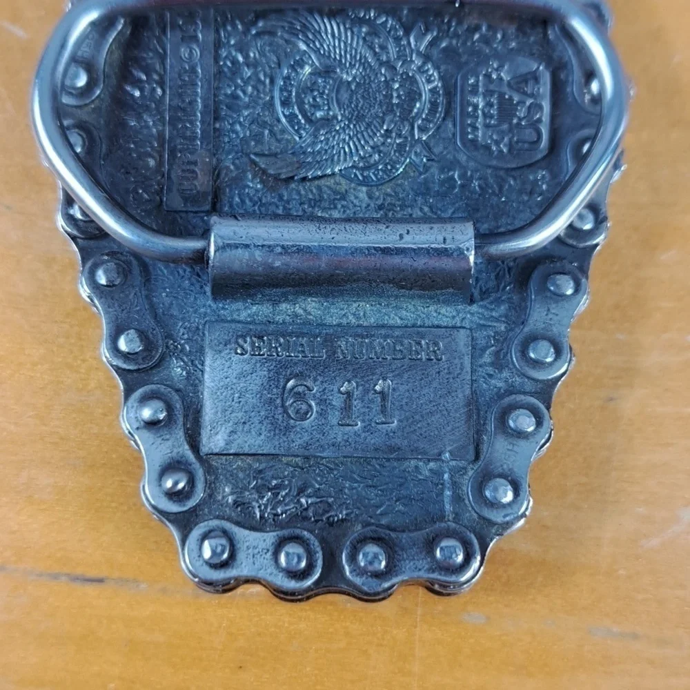 Vintage 1981 Honda Goldwing chain logo pewter motorcycle belt buckle